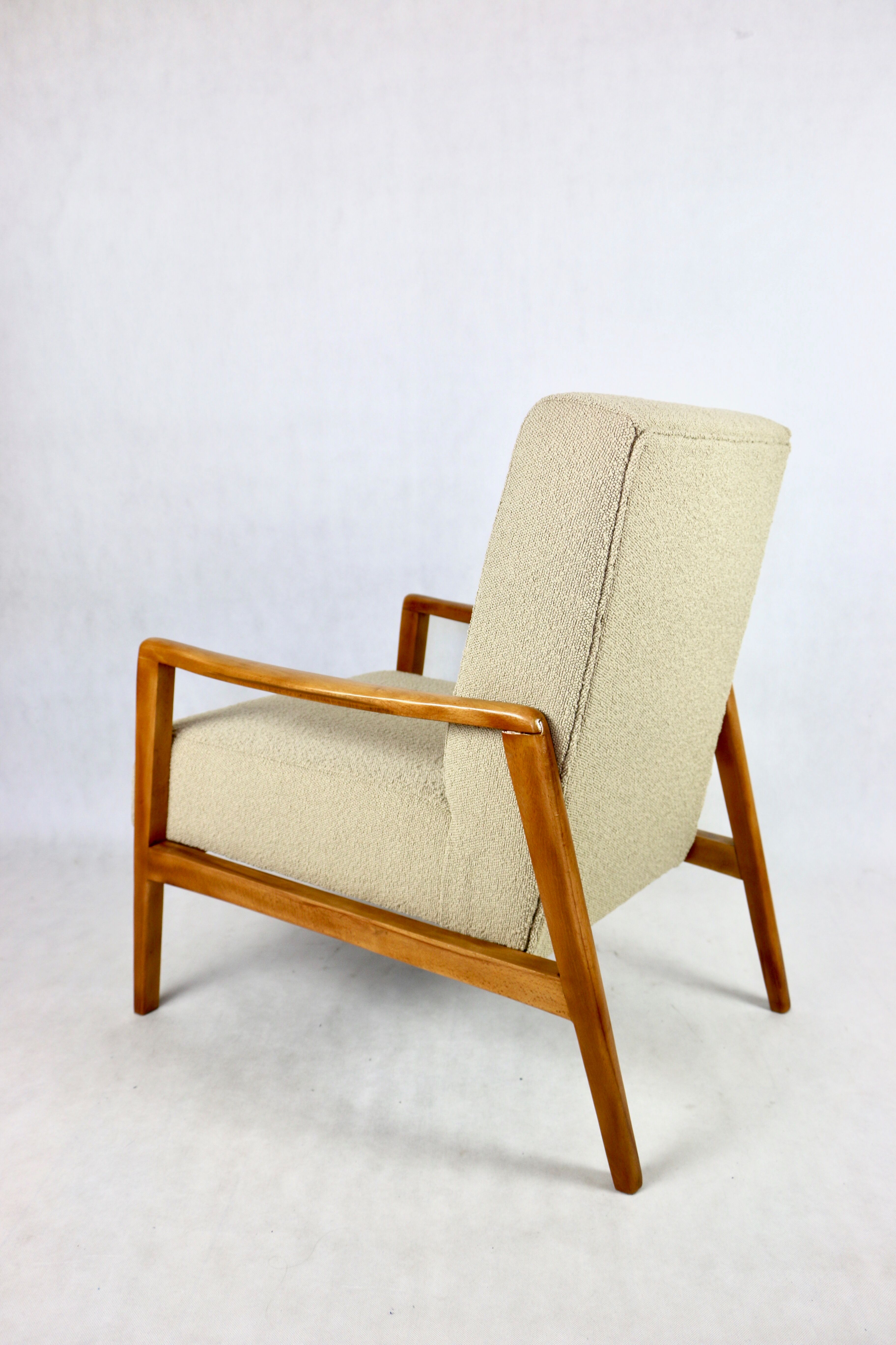 Set of vintage beige boucle sofa and armchair, 1970s