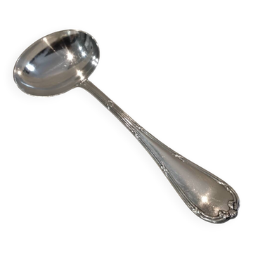 Silver-plated sauce spoon by Christofle silversmiths, Louis XVI ribbons
