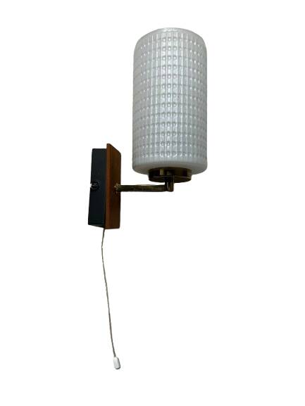 Pair of wood and glass wall sconces