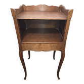 Louis XV style bedside table in oak with a drawer.