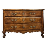 Curved Louis XV period chest of drawers in solid elm mid-18th century