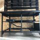 Old black metal postal sorting furniture + 30 perforated lockers + vintage stool