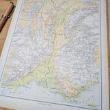 Map of the mountain ranges of France, original printed in 1896