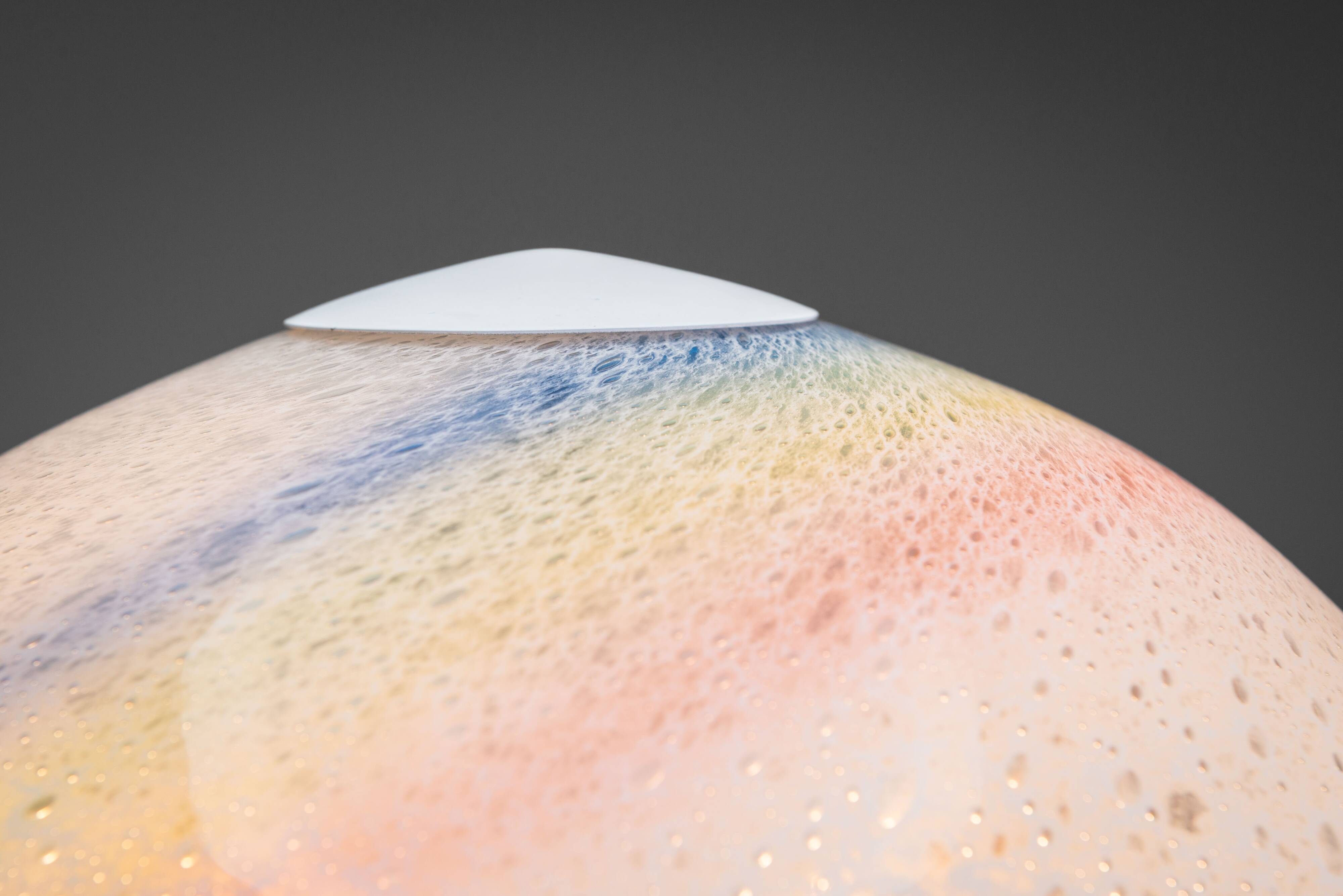 Doria table lamp in bubble glass with rainbow coloured details