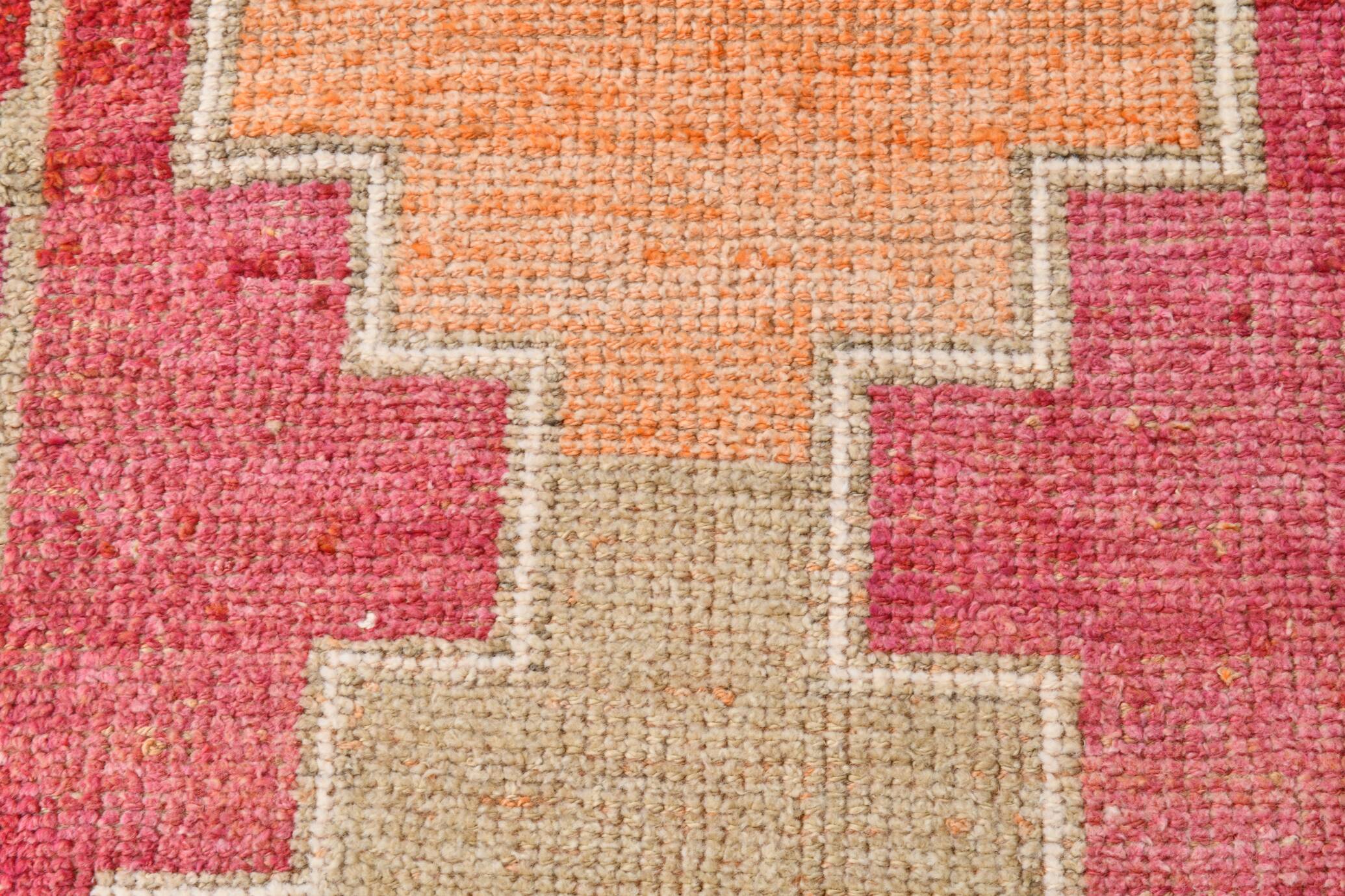 3x10 Orange & Red Turkish Vintage Runner Rug, 97x301Cm SK 22031