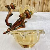 Wall lamp double fires copper metal art deco glassware ezan opalescent gilded