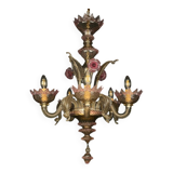 Murano glass lustre, pink and transparent, Italy, 1980s