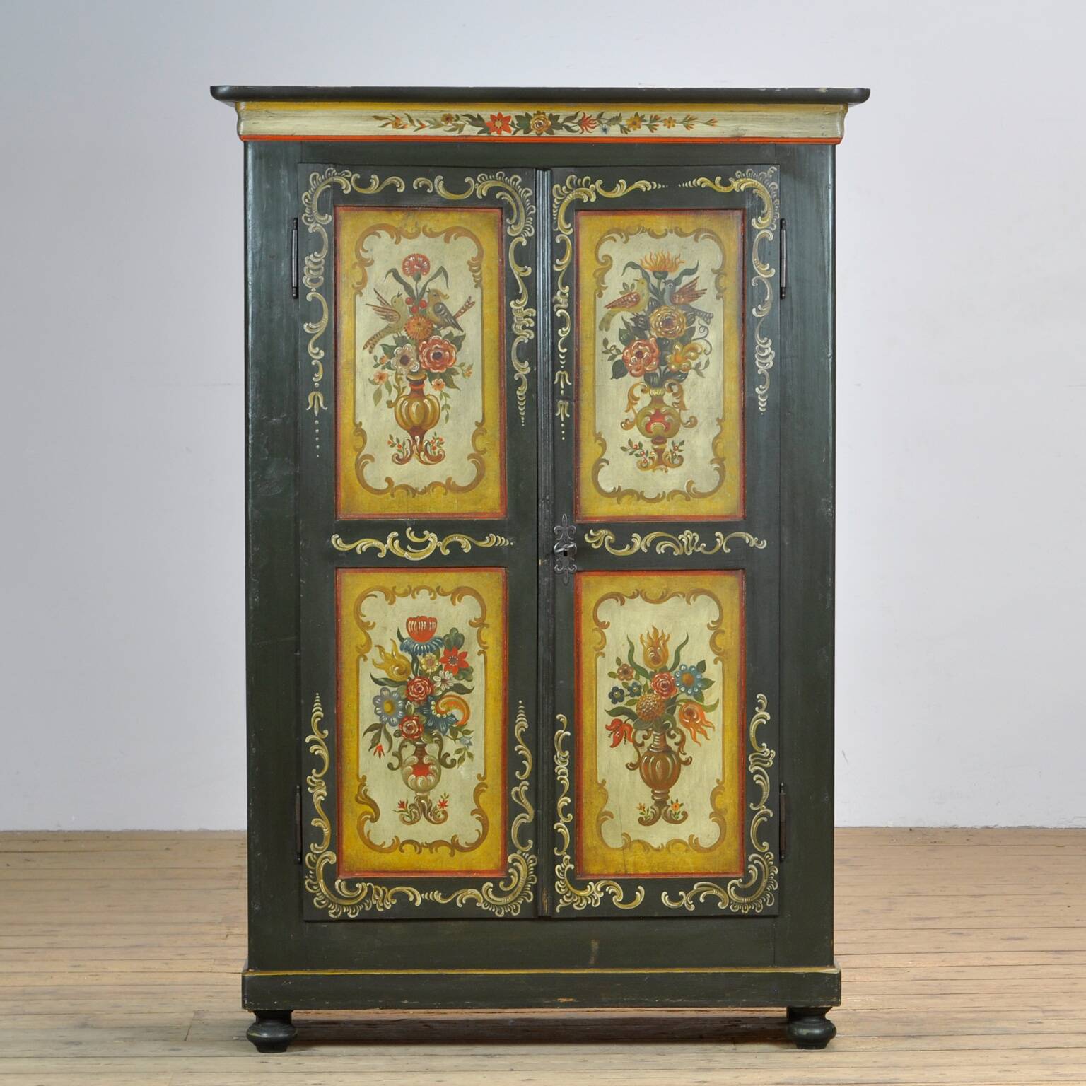 Antique German Hand Painted Cabinet, Circa 1850