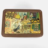 Antique lithographed tin biscuit tins