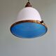 Suspension Bauhaus en opaline blanche et verre satiné bleu, années 1920