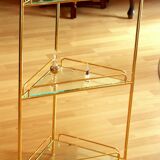Free standing corner shelf made of brass and glass - Vintage