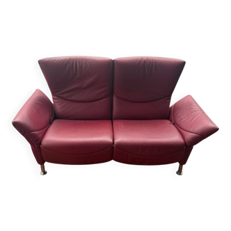 Canapé 2 places DS 145 en cuir rouge de de Sede, années 1990