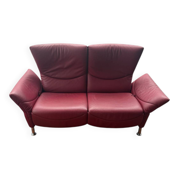 Two-seater sofa DS 145 in red leather by de Sede, 1990s.