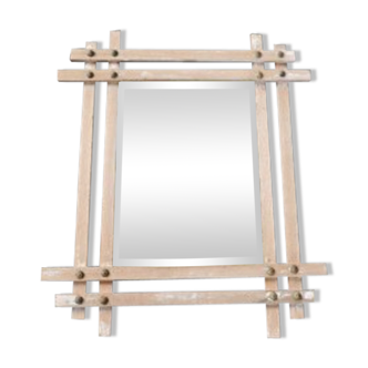 Miroir biseauté début XXème en bois  29x35cm