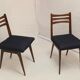 Pair of Scandinavian chairs seated night blue fabric restored, year 60.