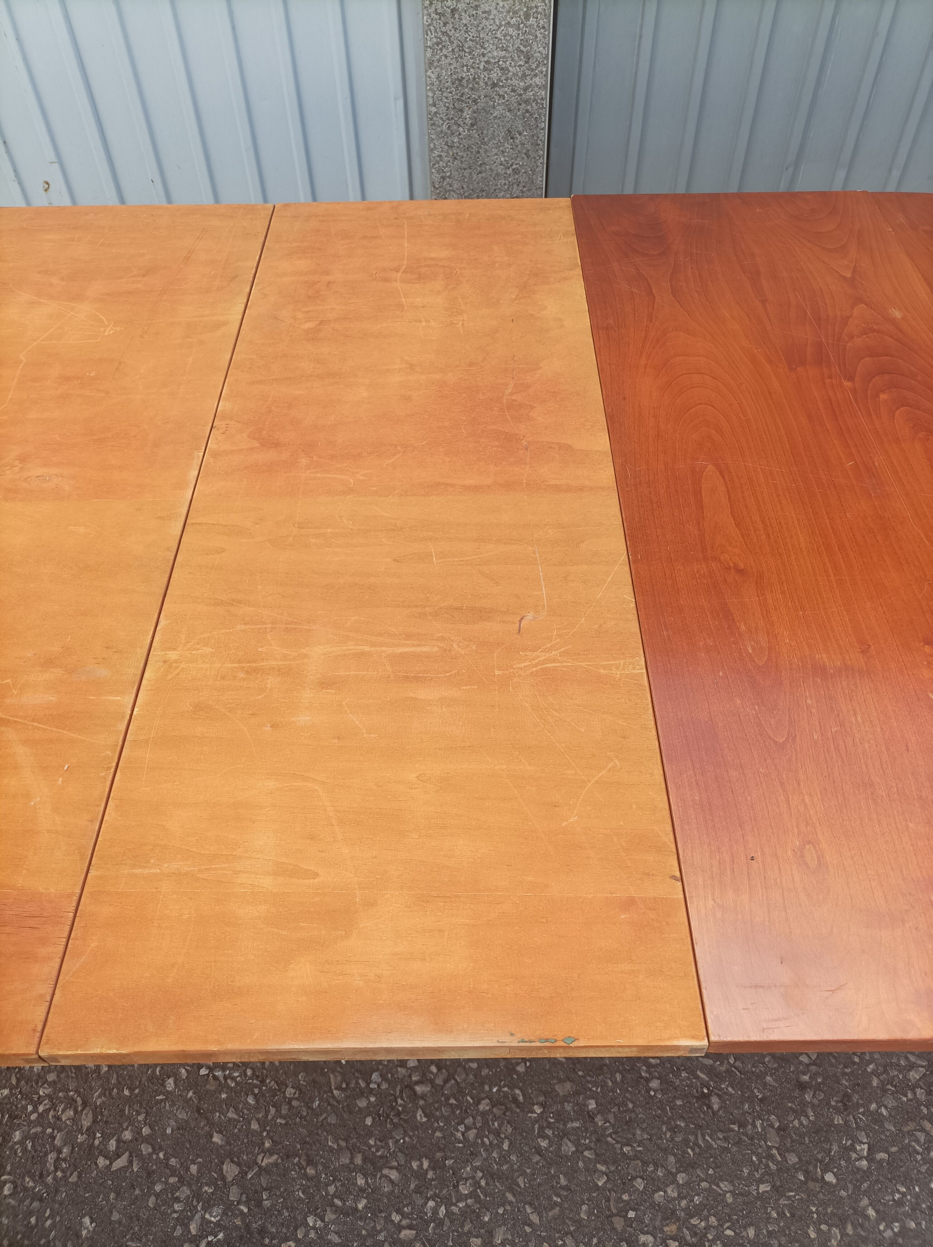 Old dining table wood brass vintage Scandinavian teak