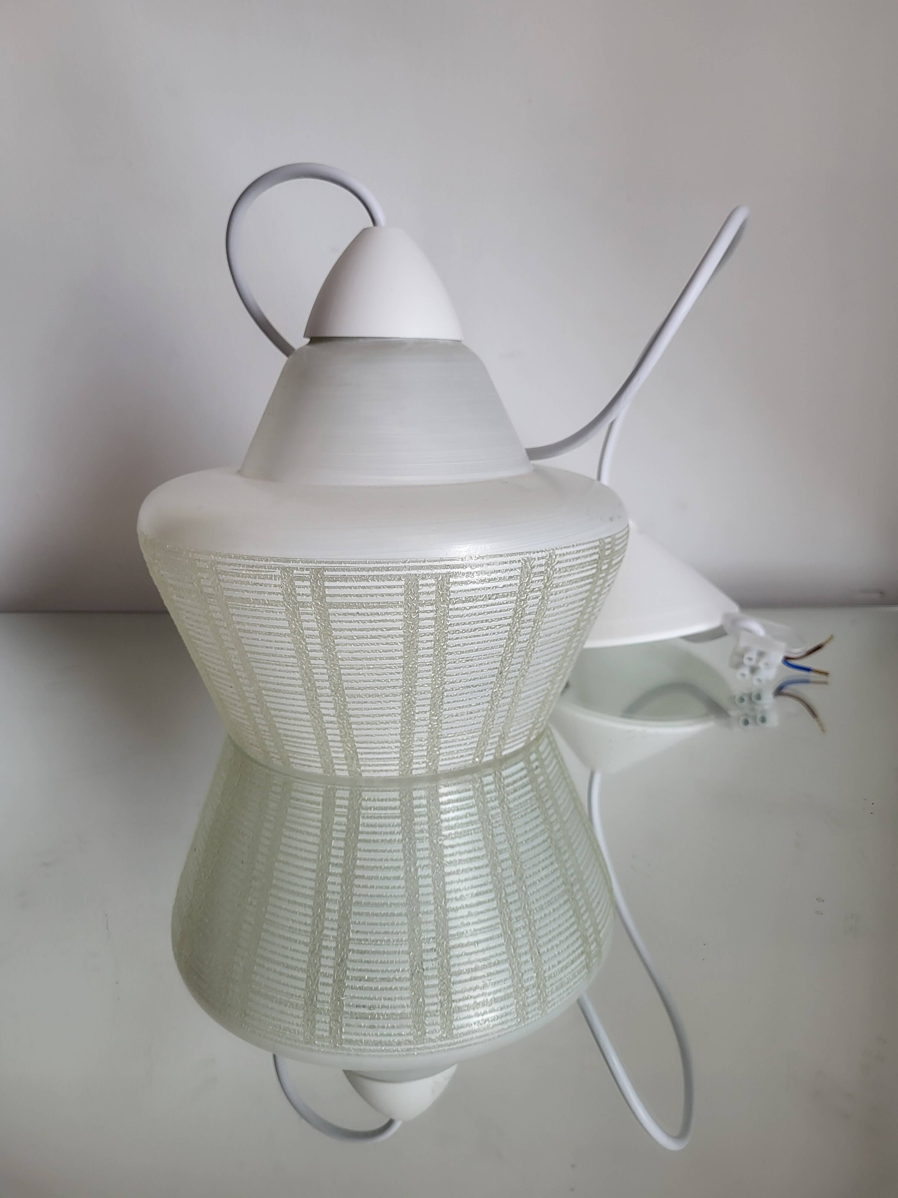 Vintage pendant lamp in glaze, with relief structure, 1980s.