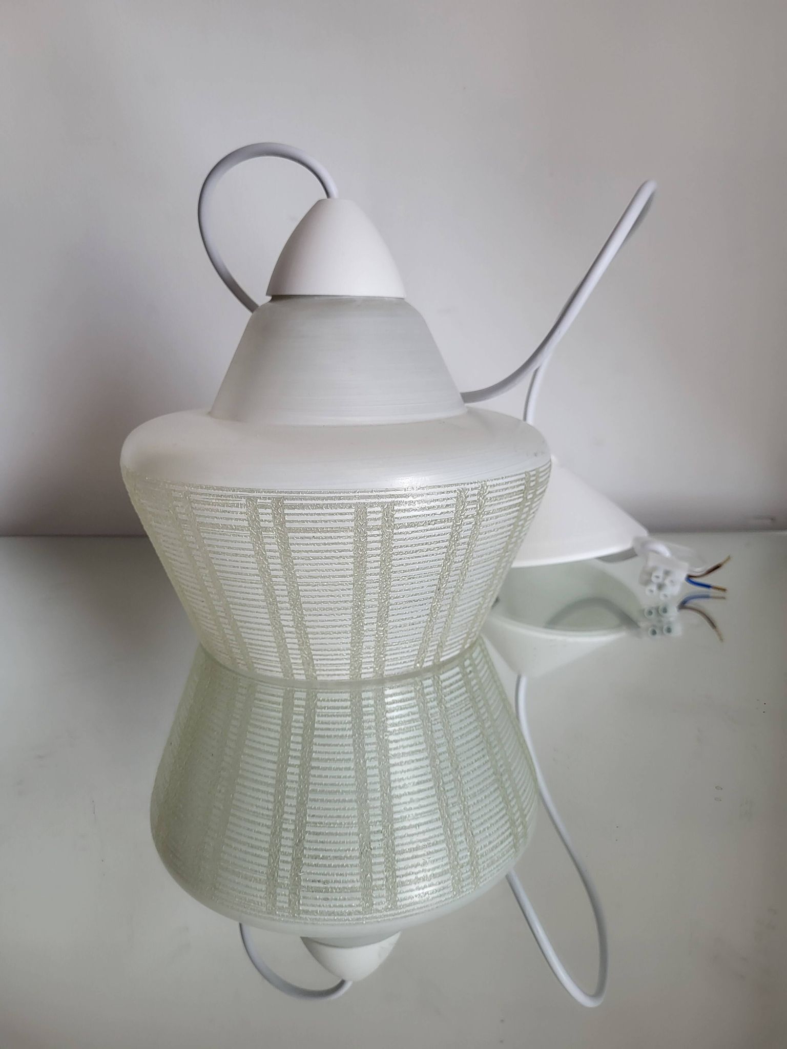 Vintage pendant lamp in glaze, with relief structure, 1980s.