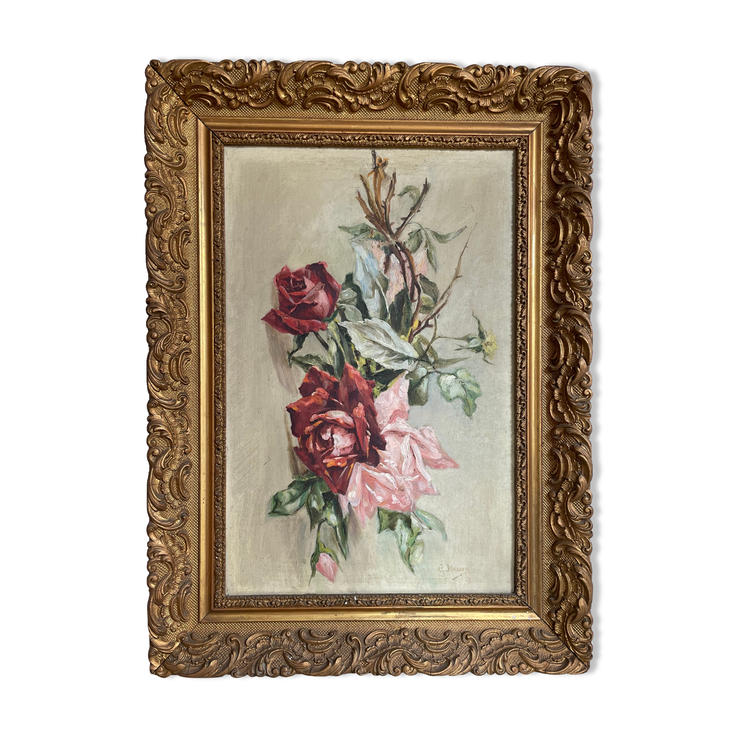 Old painting, still life with roses (late nineteenth)