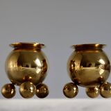 Pair of Mid-Century Swedish Brass Candle Holders by Gusum Bruk
