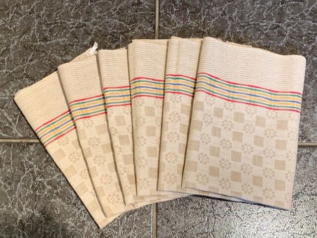 Set of 6 old tea towels nine mestizo blue flower 60 x 77 cm