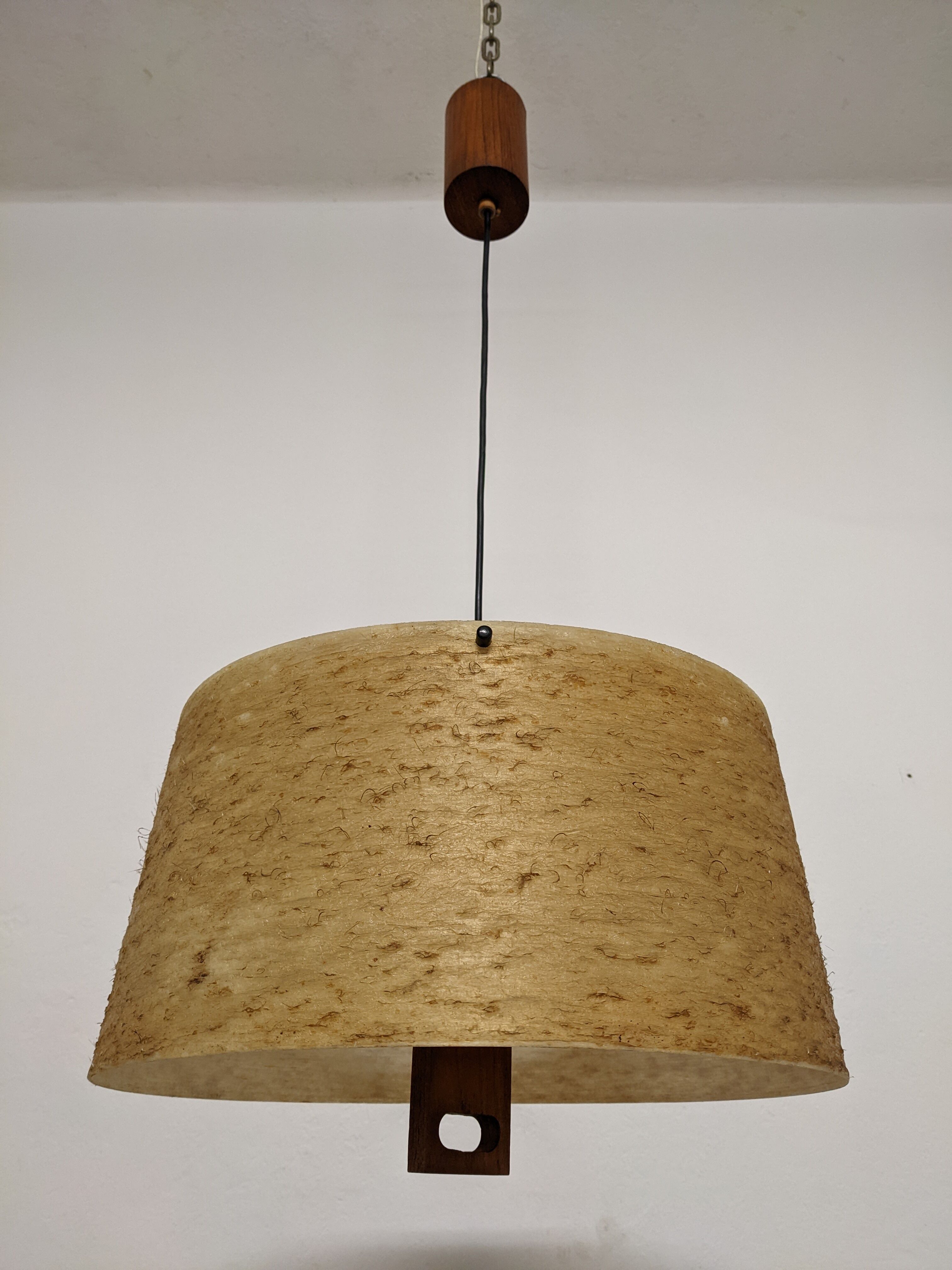 Danish teak and fiberglass pendant lamp from the 50s/60s