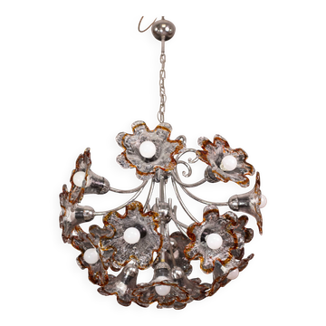 Murano Multicolor Sputnik Flowers Chandelier by Mazzega, 1970s