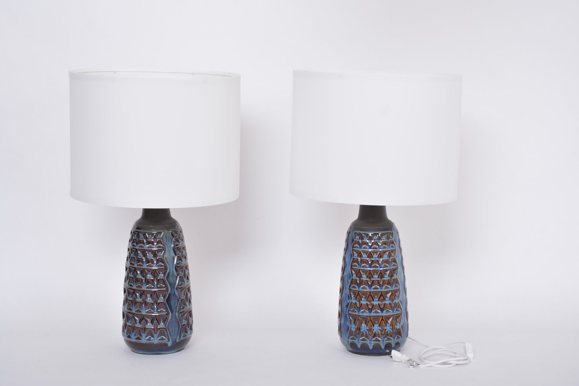 Pair of Tall Blue Mid-Century Modern Table Lamps model 3340 by Einar Johansen for Soholm