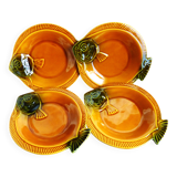 4 assiettes à poisson barbotine Sarreguemines vintage, assiettes vintage.