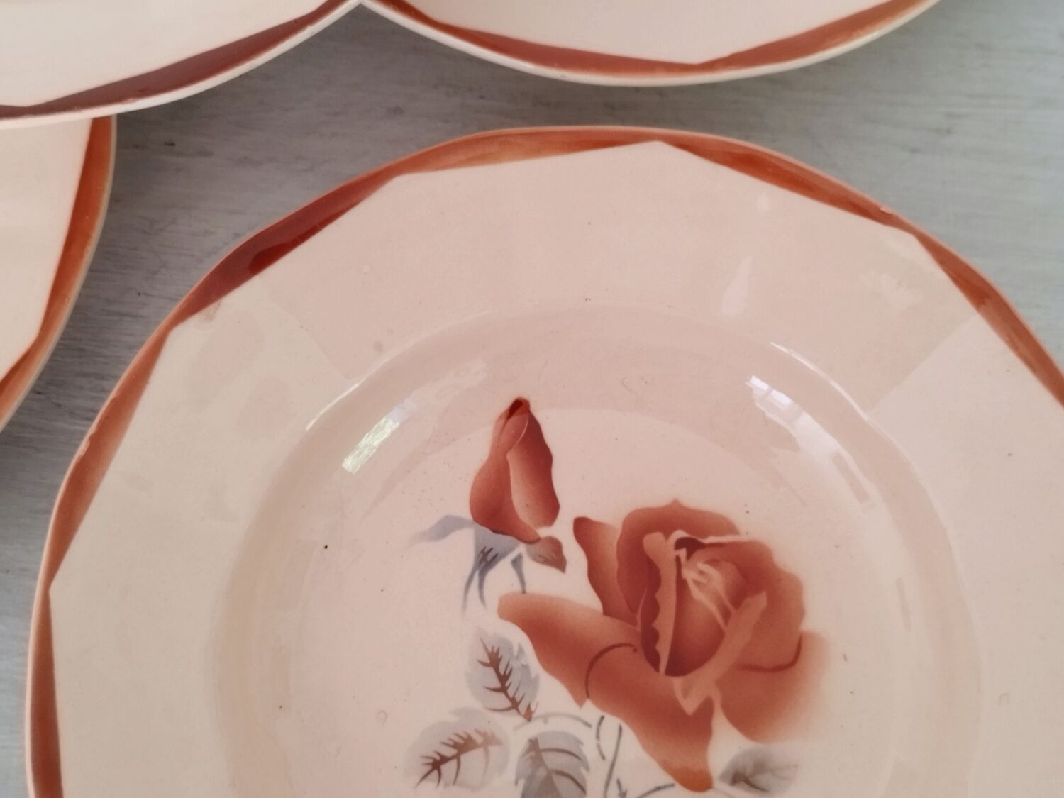 Hollow plates old earthenware Digoin Sarreguemines numbered vintage