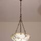 Art Deco White Albaster Chandelier, 1950s