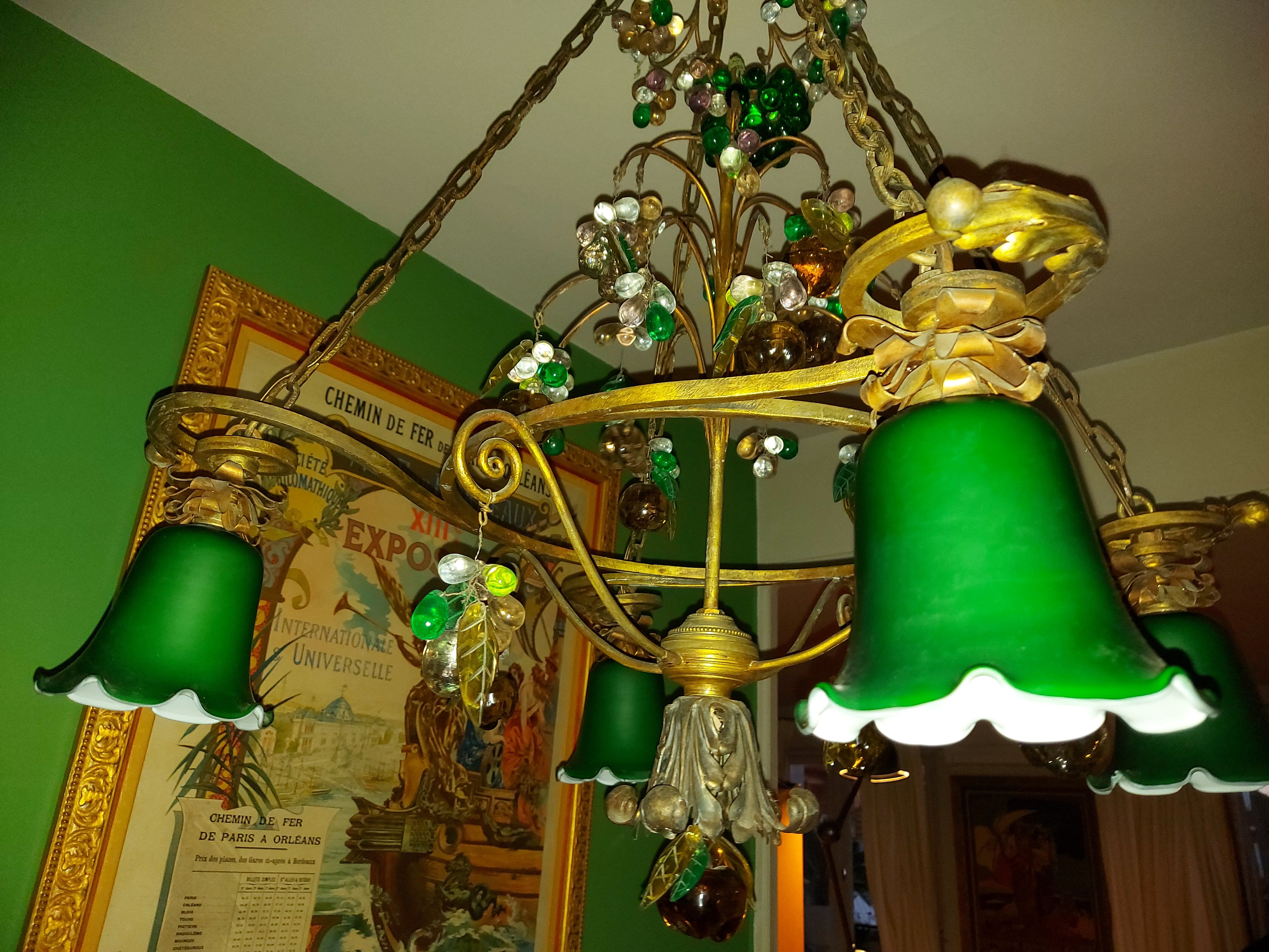 Very large art nouveau chandelier Murano (1 meter)