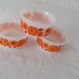 3 ramekins cups LOTUS Arcopal vintage orange flowers