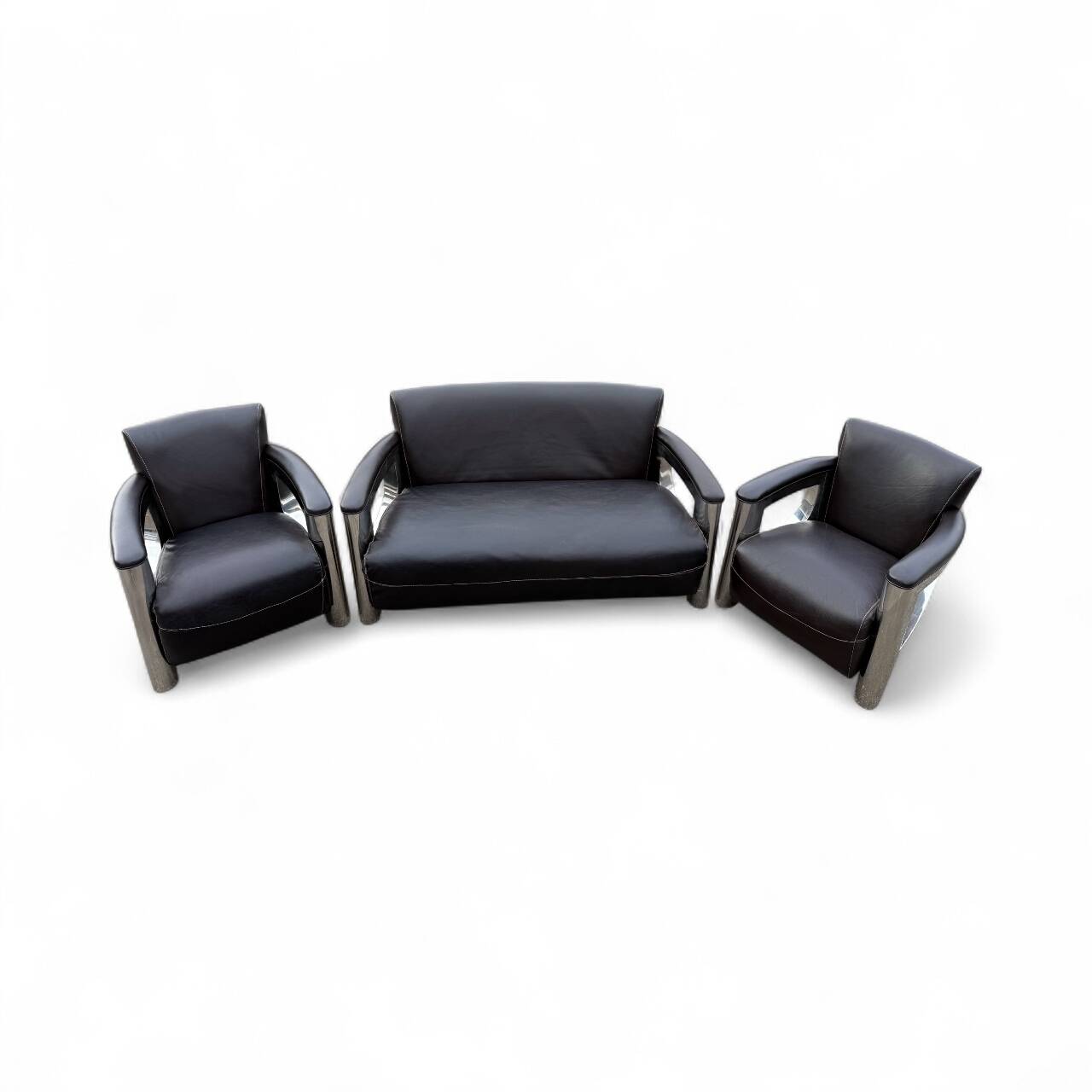 Art Deco 2-seater sofa and club chairs, set of 3.