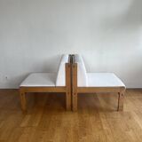 Pair of Baumann white bouclette armchairs