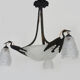 Art deco wrought iron chandelier - signed ros (degué) decoration birds