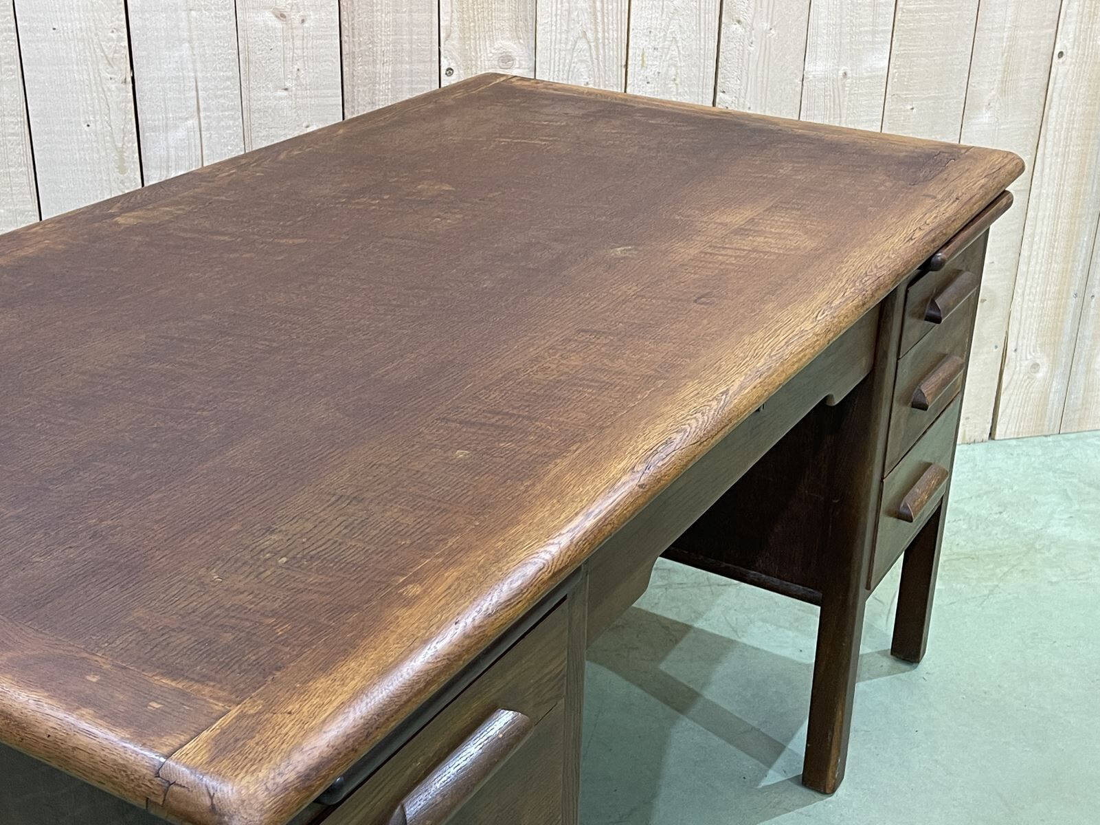 60s English flat desk in oak