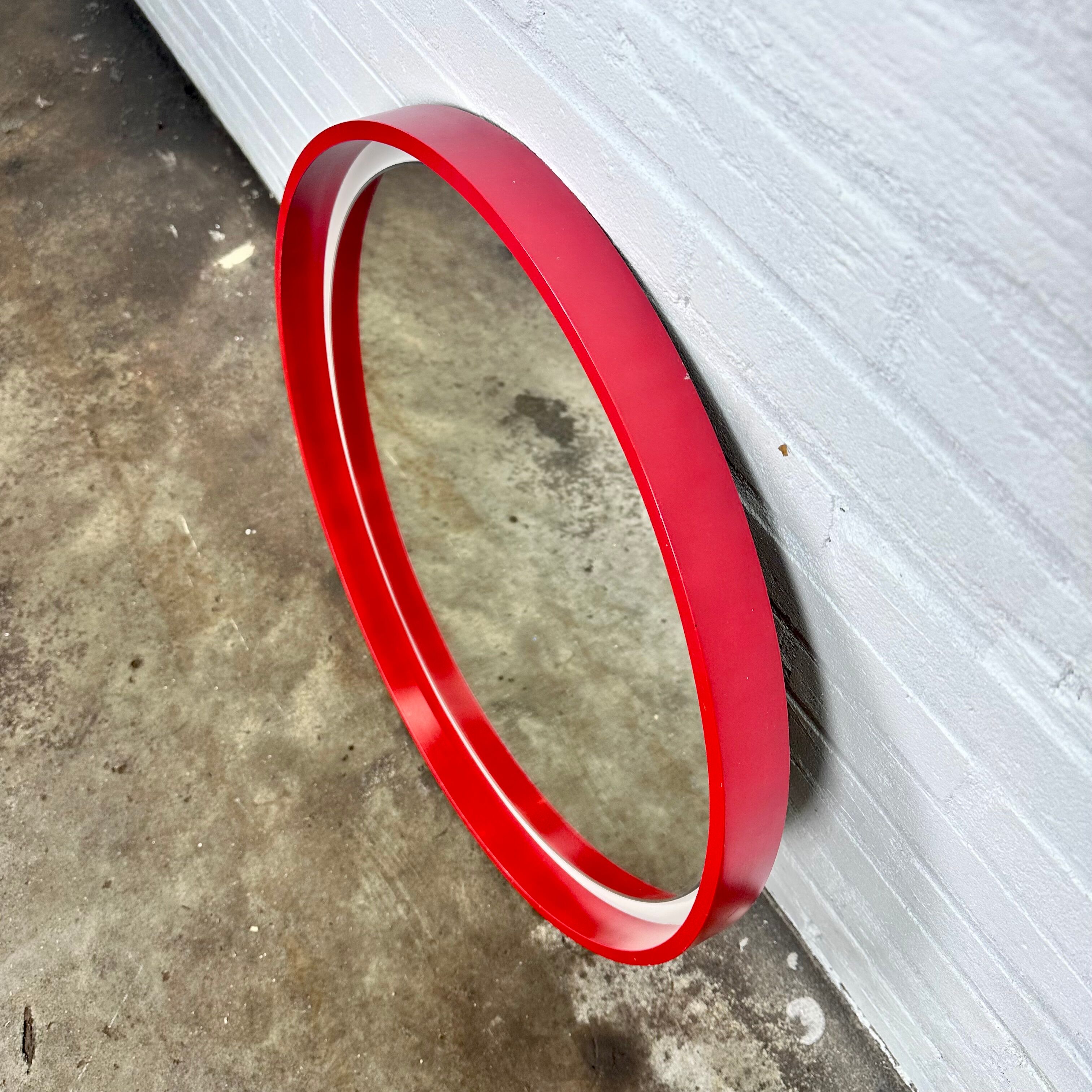 Vintage red space age mirror 57cm