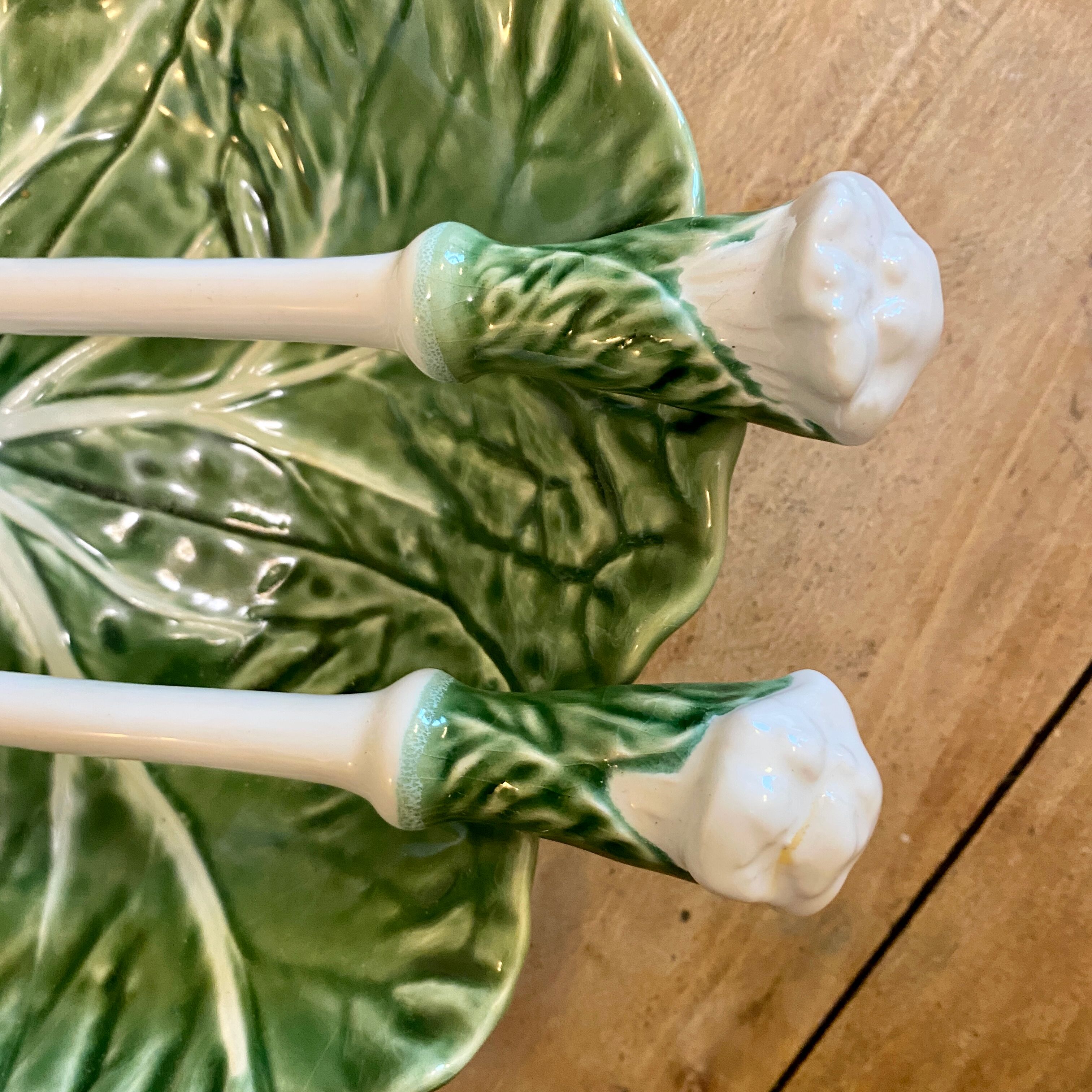 Vintage cabbage bowl and ceramic salad cutlery
