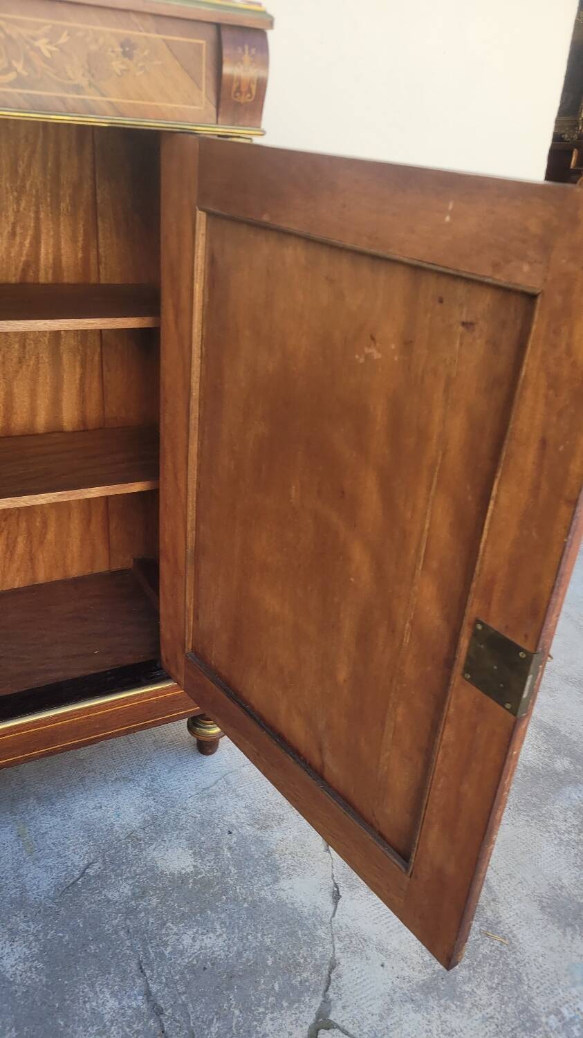 Napoleon III sideboard in floral marquetry and marble 19th century