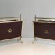 Pair of mahogany and brass magazine racks. Maison Jansen