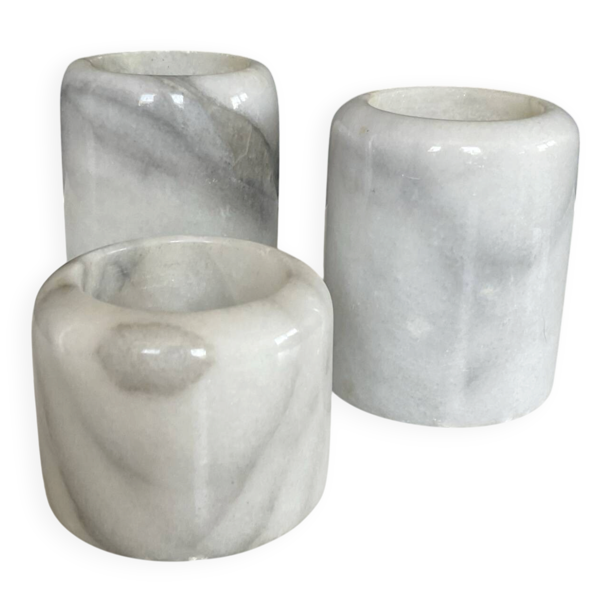 Trio bougeoirs vintage en marbre