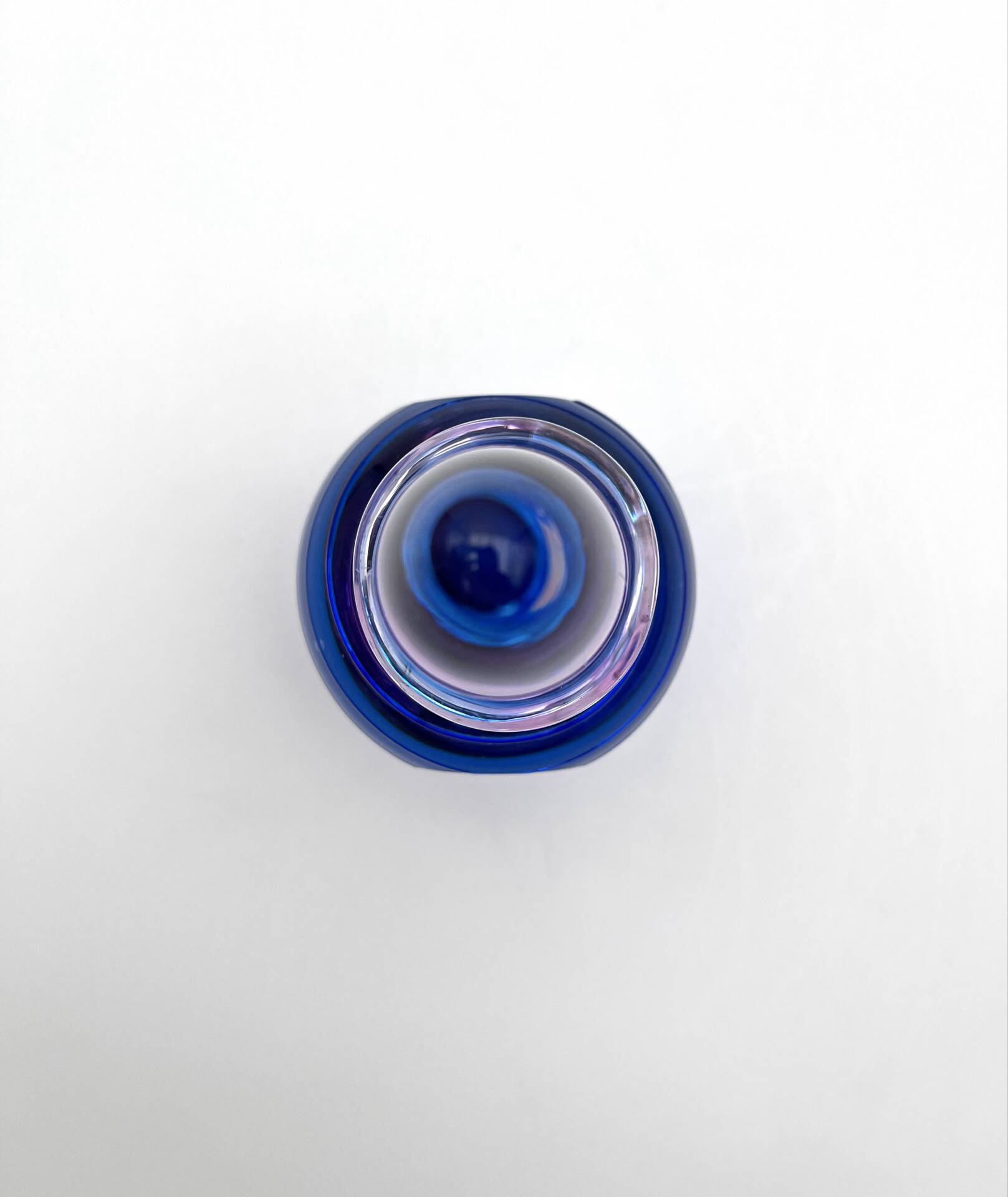 Murano Sommerso Perfume Bottle Signed with Polished Glass Faces 19cm