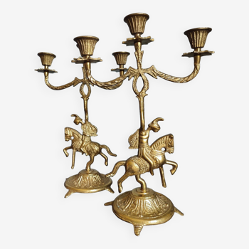 Lot de deux chandeliers cavaliers vintage