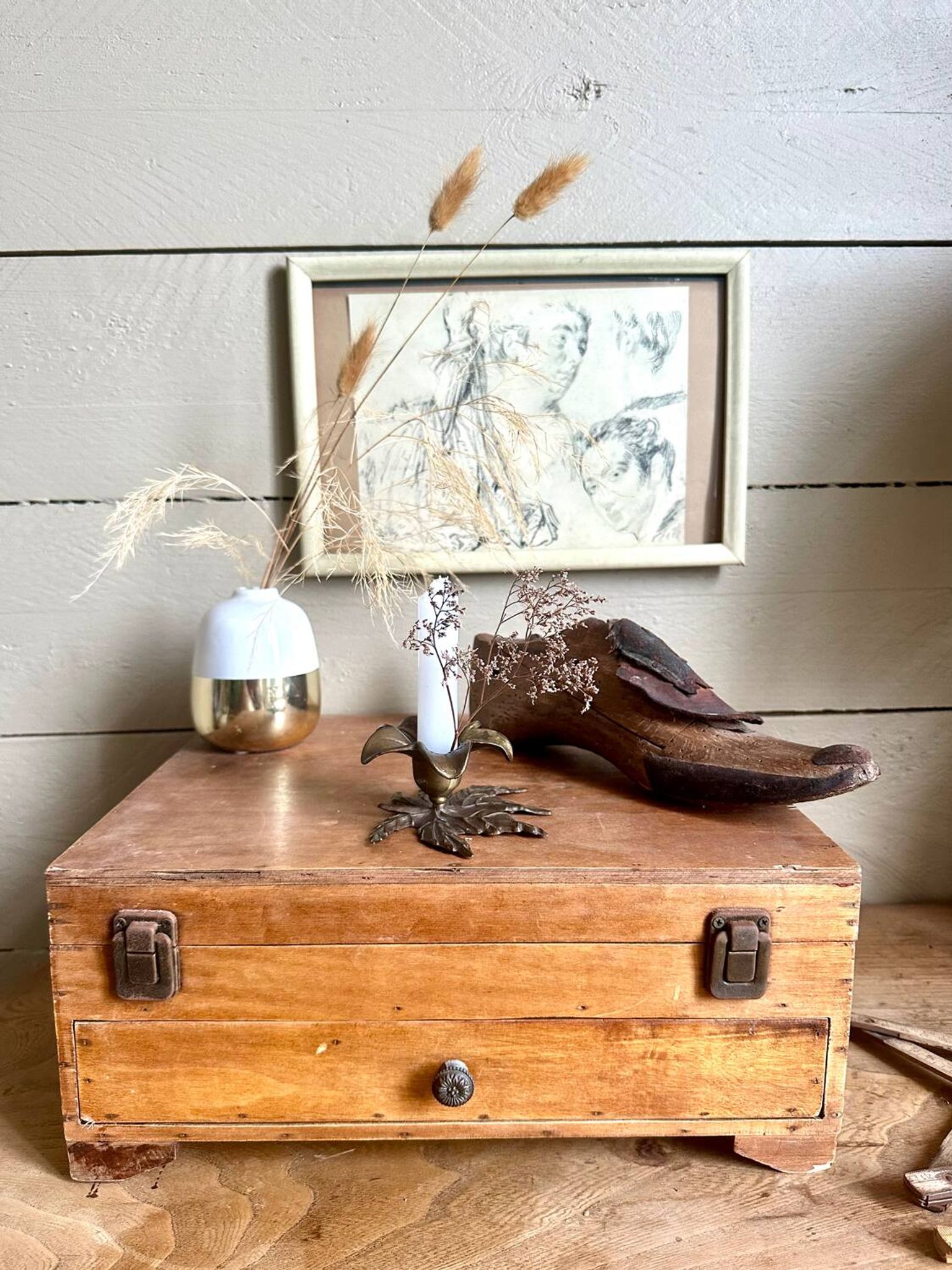 Brass flower candle holder