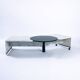 Table basse réglable en marbre noir et blanc italien, années 1980