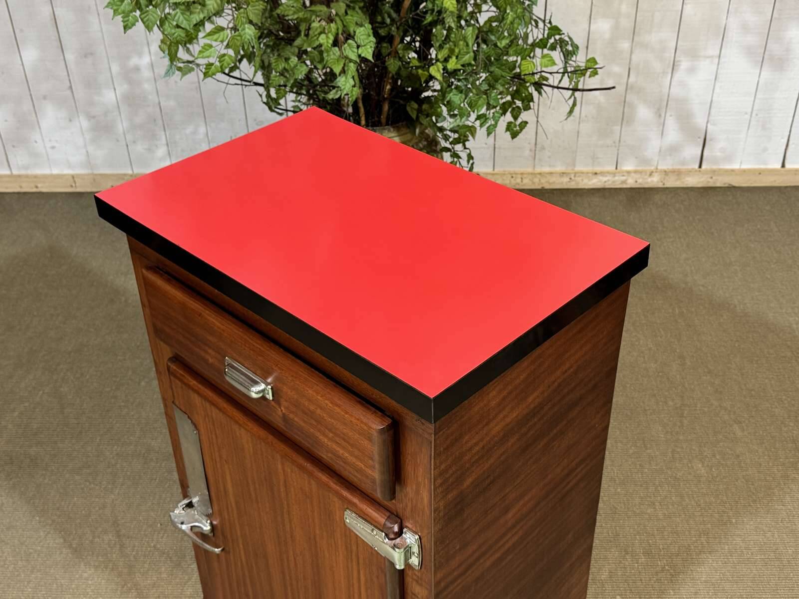 Bistro sideboard with 1 mahogany door and Formica top from the 1950s.