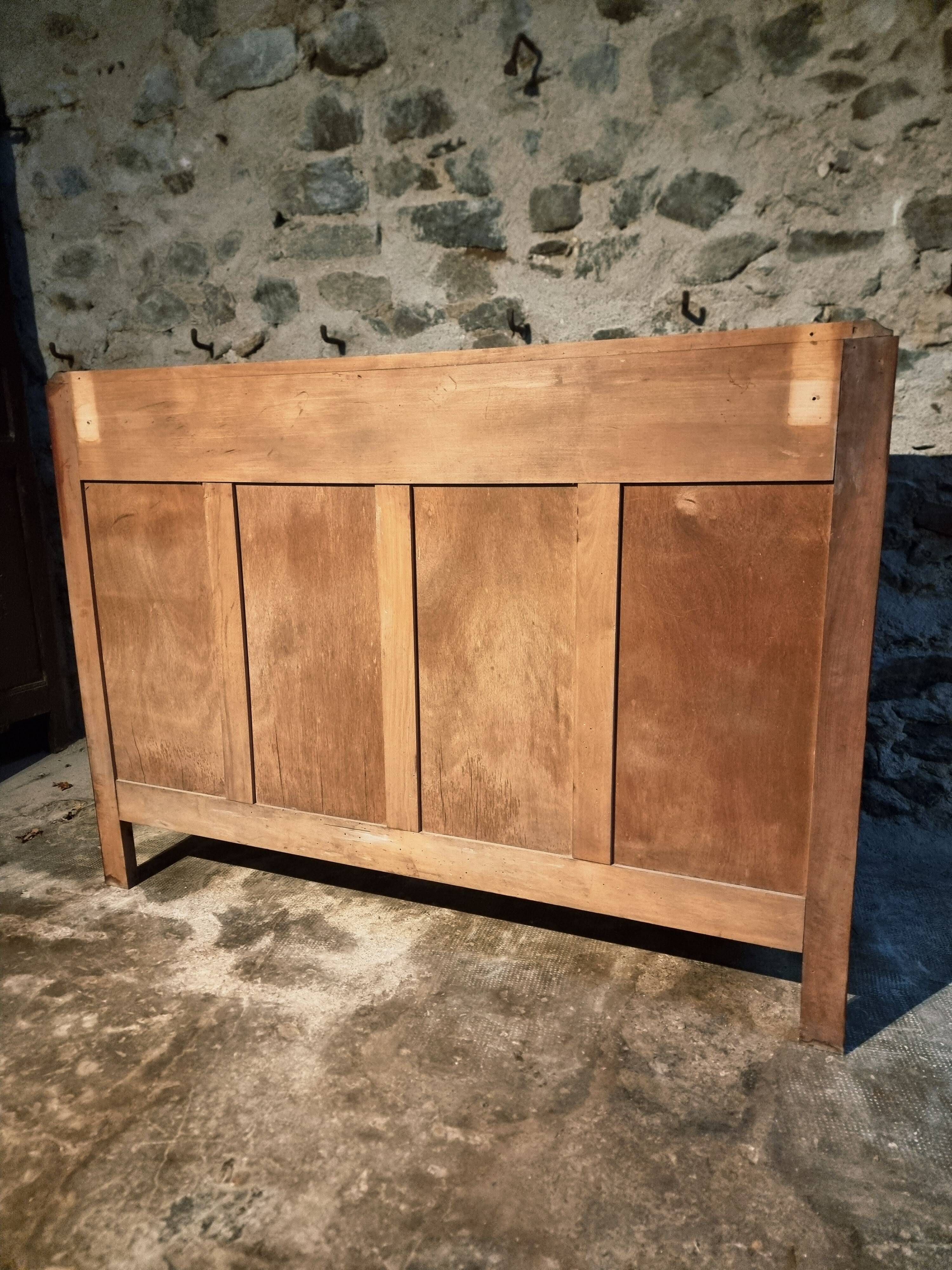 French Art Deco walnut sideboard with marble top (1930s)
