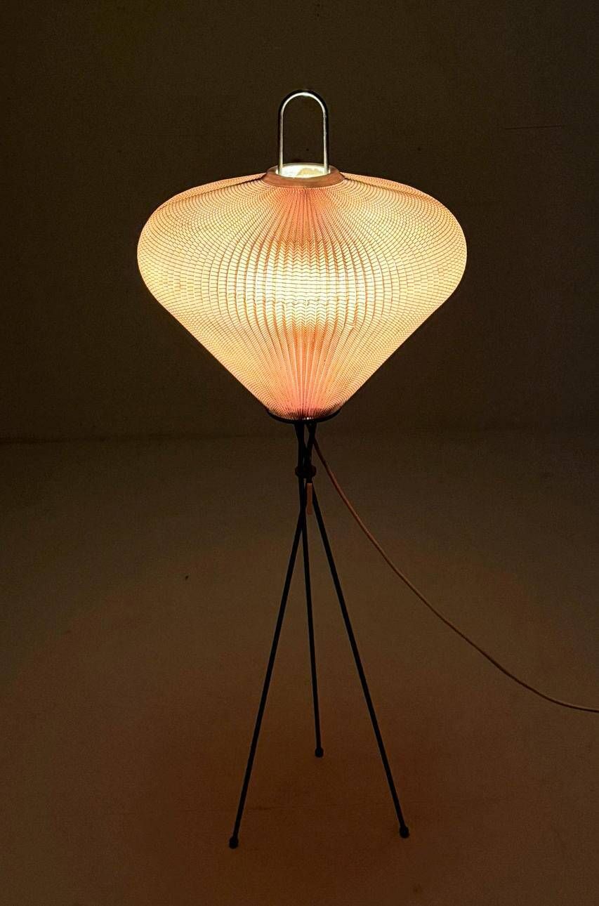 Georges Leon Rispal in style, Mid-century tripod floor lamp, France, 1970s.