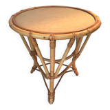 Tripod table in bamboo and rattan from 1960.